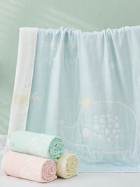 Elephant Cartoon Cotton Baby Blanket-Blue