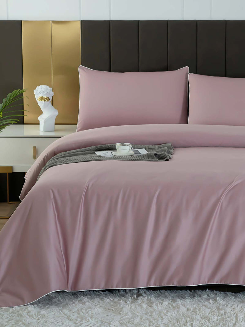 Pale Pink Solid Color Premium Cotton Fitted Sheet Set