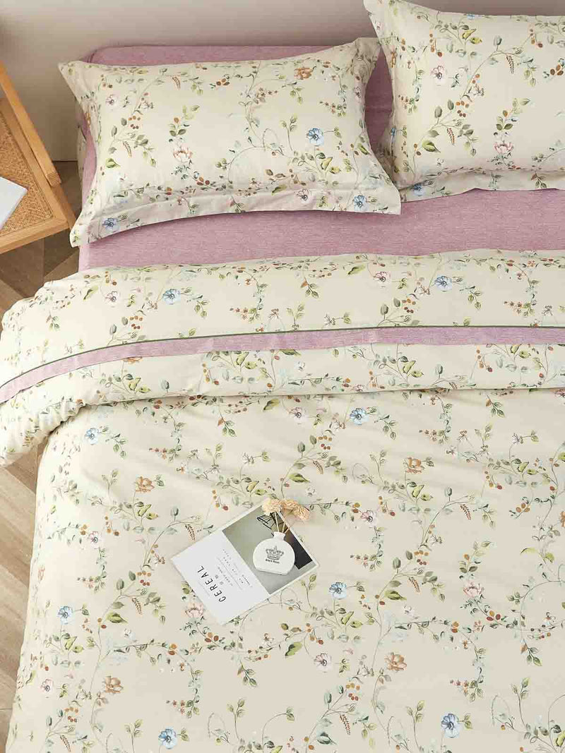 Cloris Floral Cotton Bedskirt Duvet Cover Set