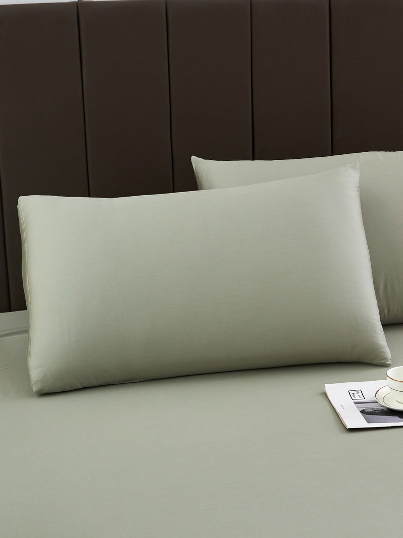 Eucalyptus Pine Green Solid Color TENCEL™ Lyocell Pillow Sham Set