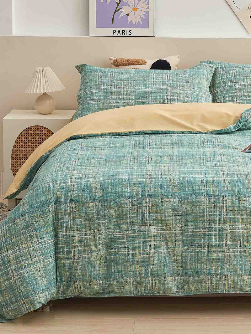 Rhina Pattern Cotton Fitted Sheet Duvet Cover Set