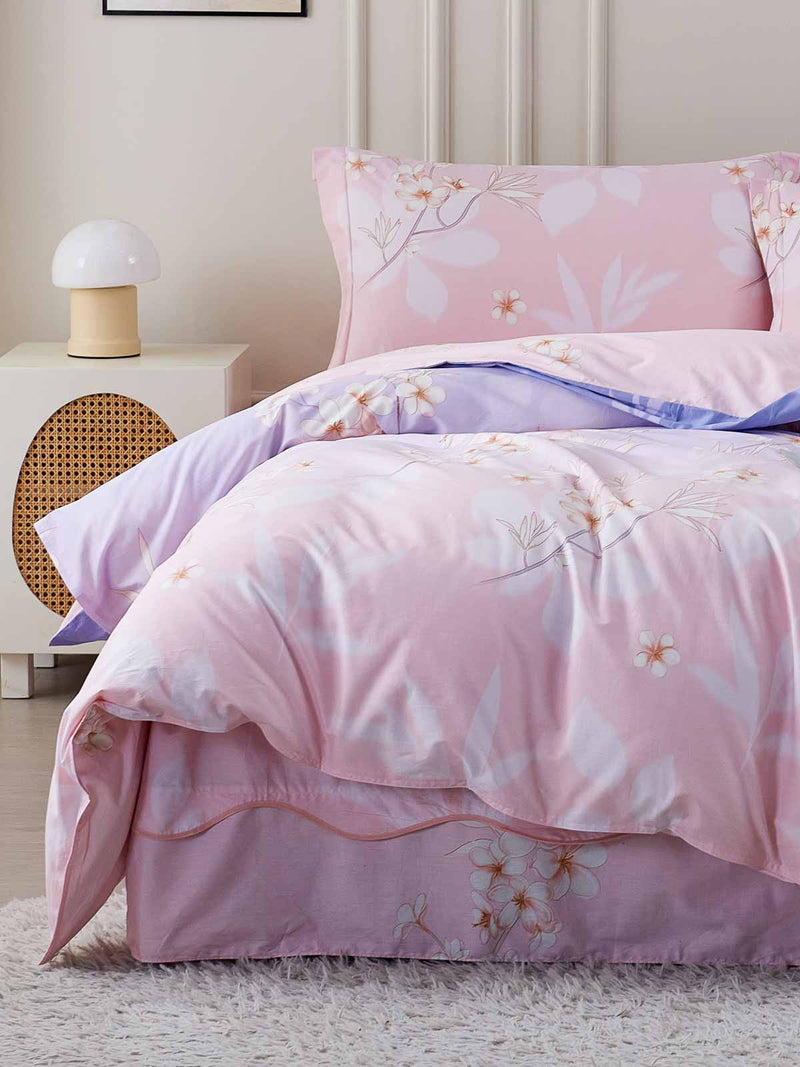 Bria Floral Cotton Bedskirt Duvet Cover Set
