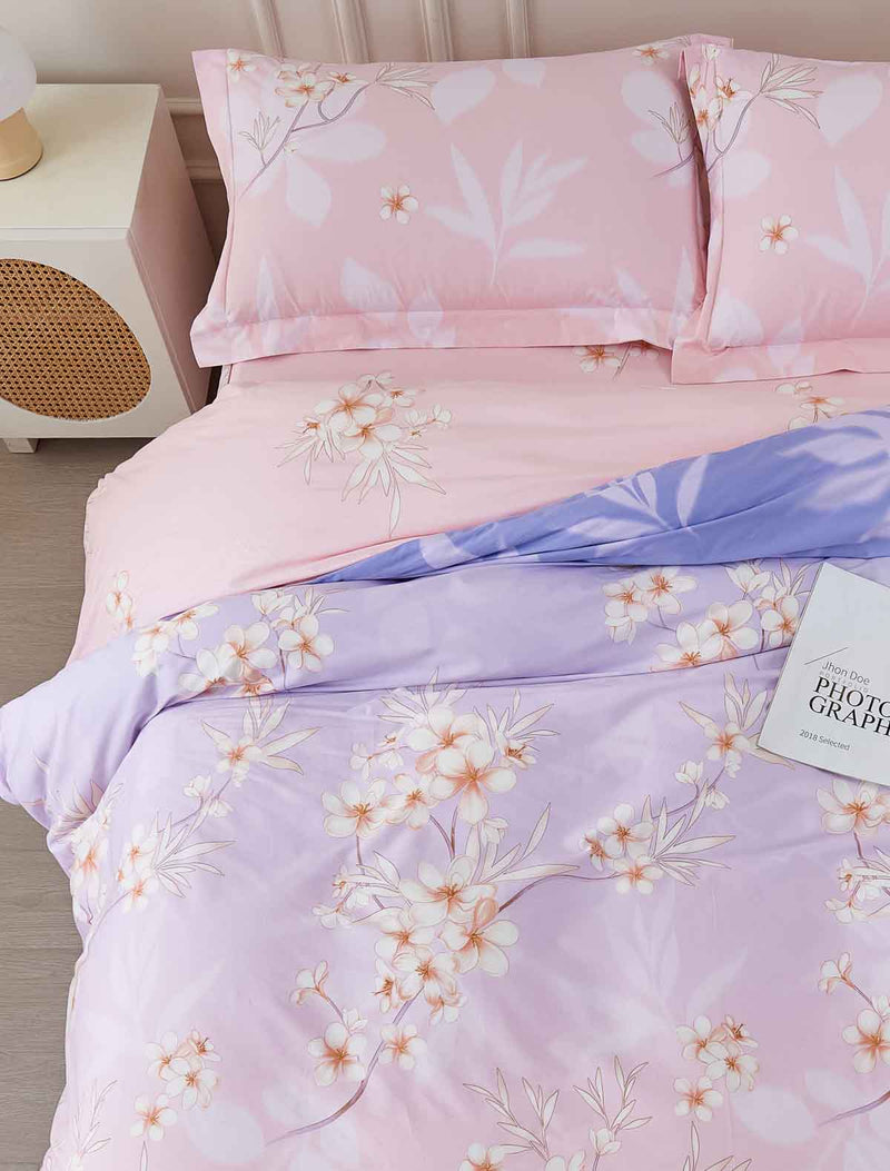 Bria Floral Cotton Bedskirt Duvet Cover Set