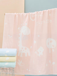 Giraffe Cartoon Cotton Baby Blanket-Pink