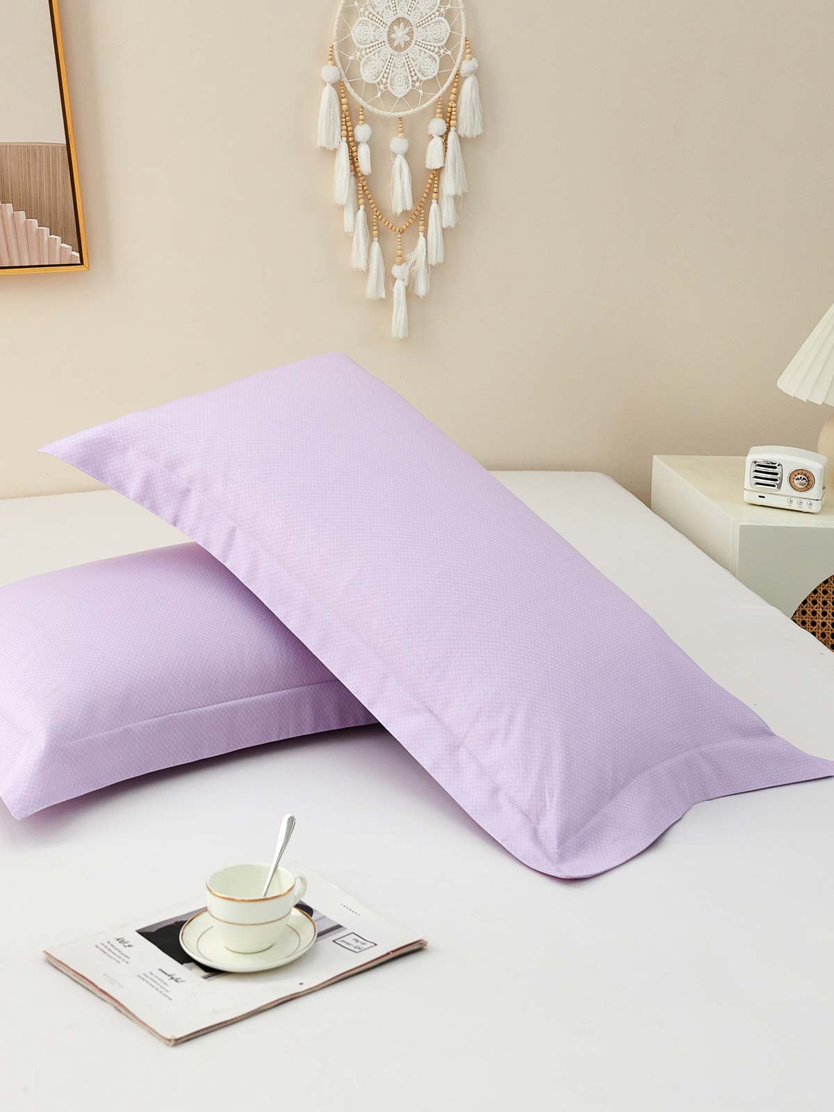 Theta Lilac Purple Pattern Cotton Pillow Sham