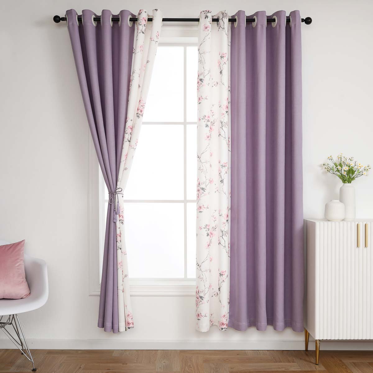 Lilac Land Floral Curtain