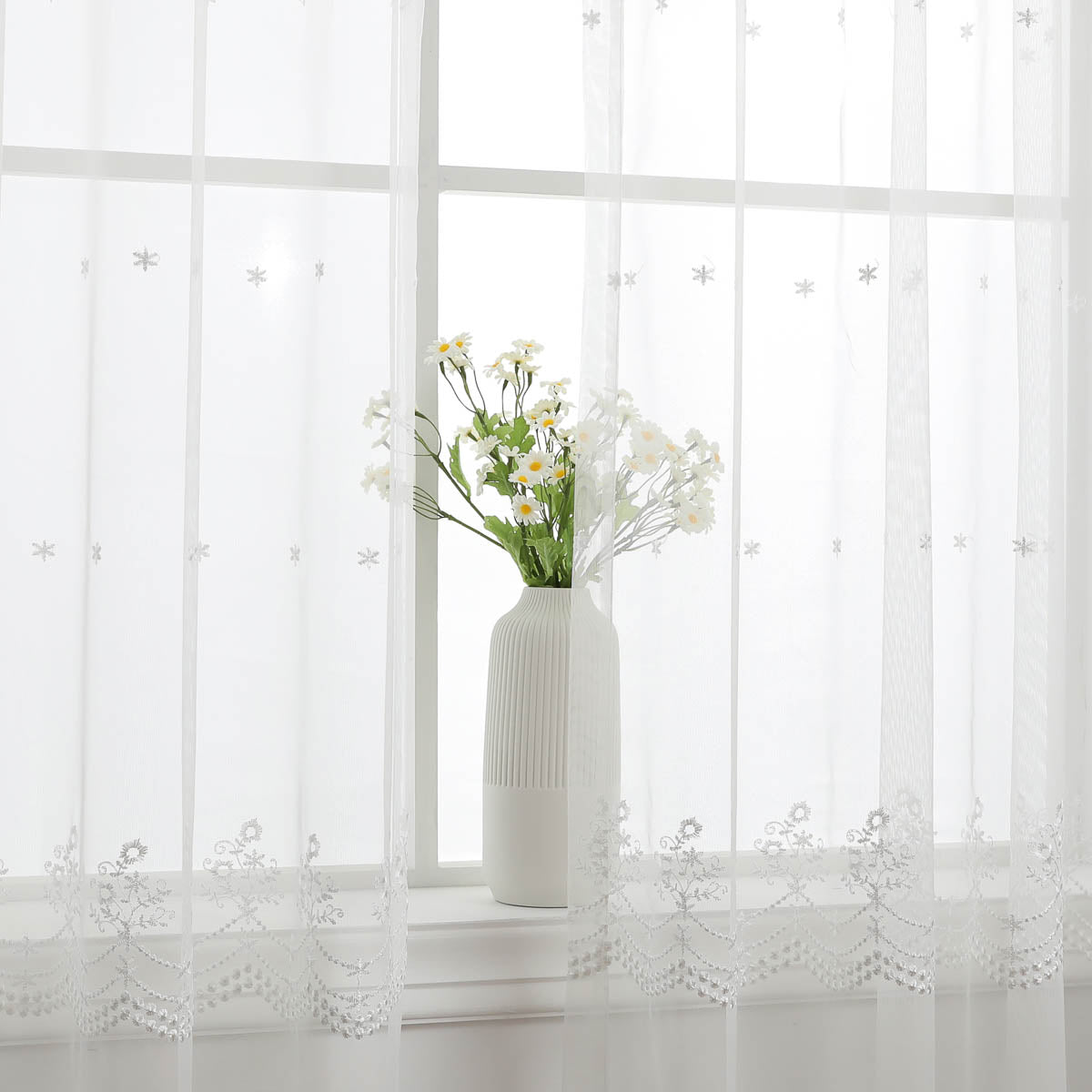 Starry Night Light Floral Sheer Curtain