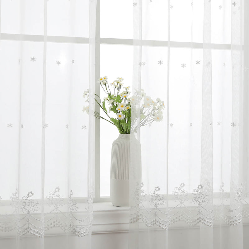Starry Night Light Floral Sheer Curtain