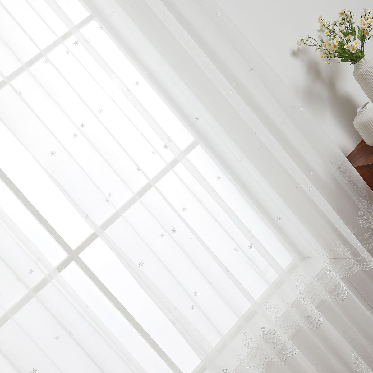 Starry Night Light Floral Sheer Curtain