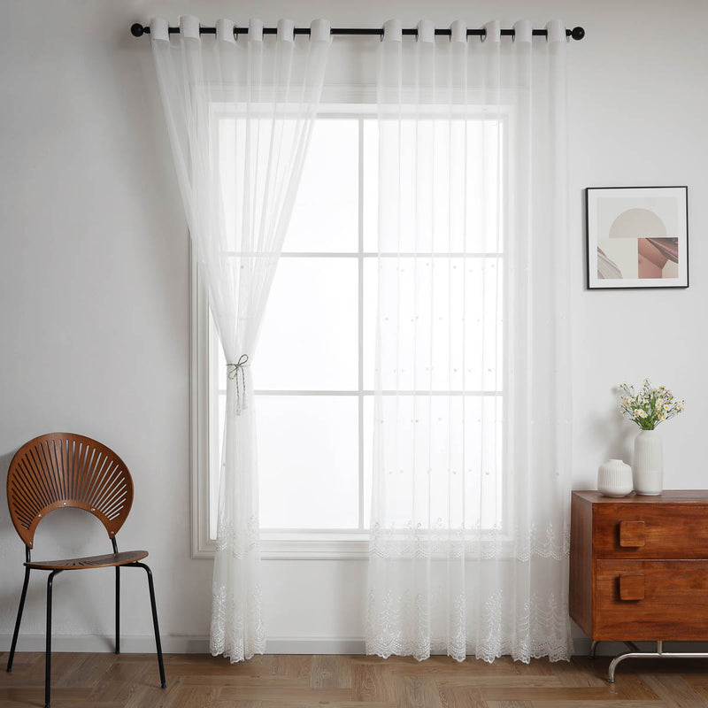 Starry Night Light Floral Sheer Curtain