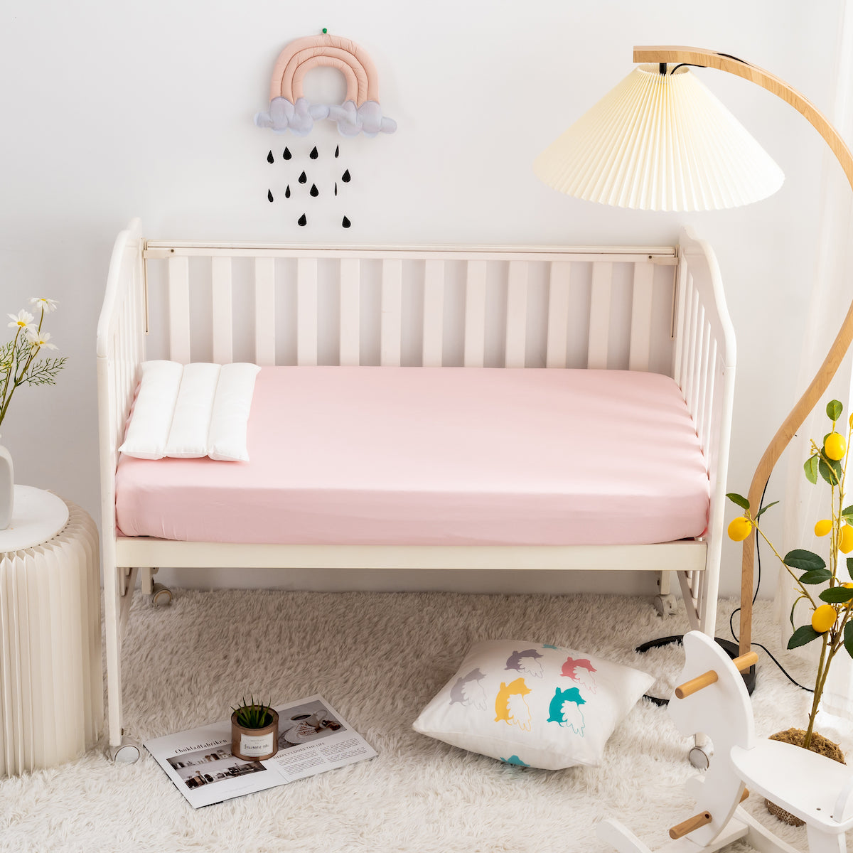 Pink cot 2025 bed fitted sheets