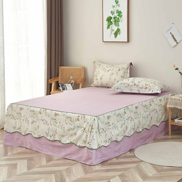 Cloris Floral Cotton Bedskirt Duvet Cover Set