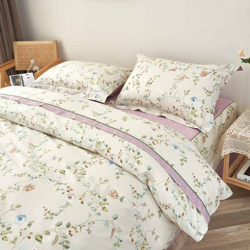 Cloris Floral Cotton Bedskirt Duvet Cover Set