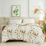 Etty Pattern Cotton Fitted Sheet Duvet Cover Set