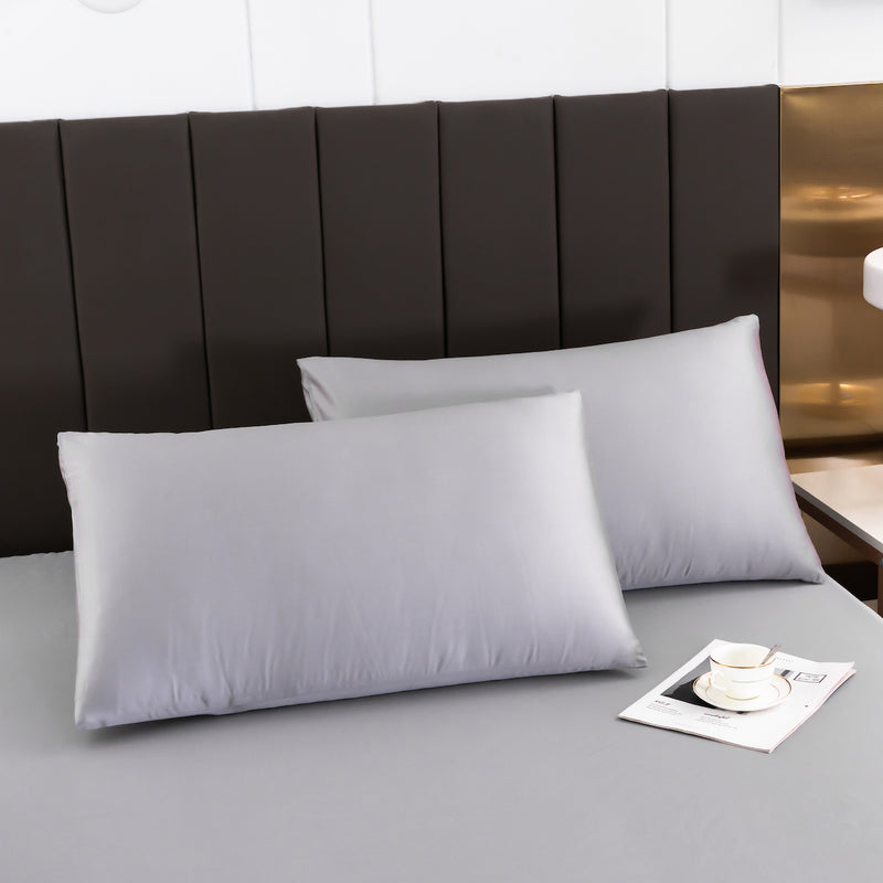 Lilac Gray Solid Color TENCEL™ Lyocell Pillow Sham Set