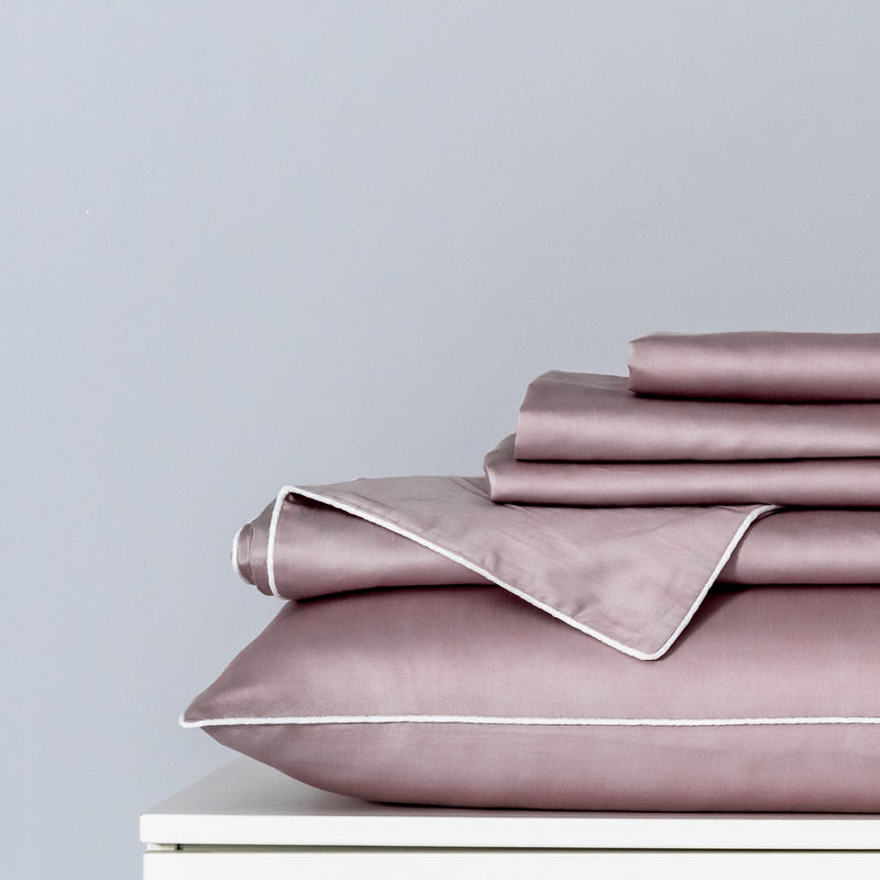 Pale Pink Solid Color Premium Cotton Fitted Sheet Set