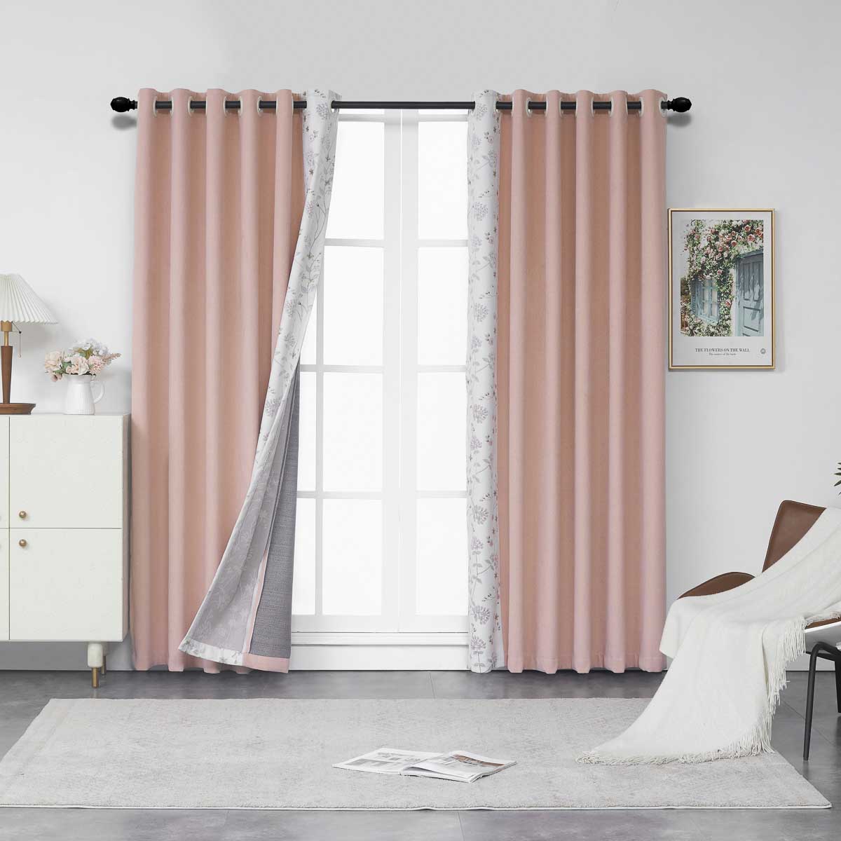 Pink Melia Floral Curtain
