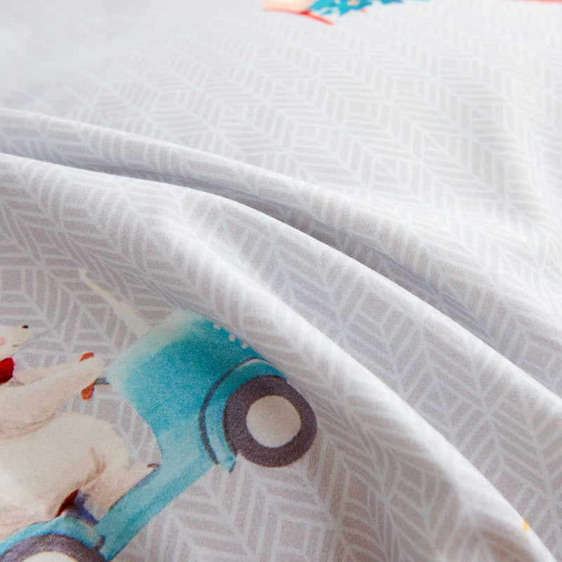 Polly Bear Cartoon Brushed Cotton Fitted Sheet Set