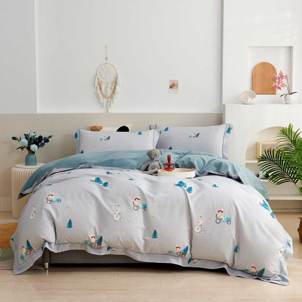Polly Bear Cartoon Brushed Cotton Fitted Sheet Set