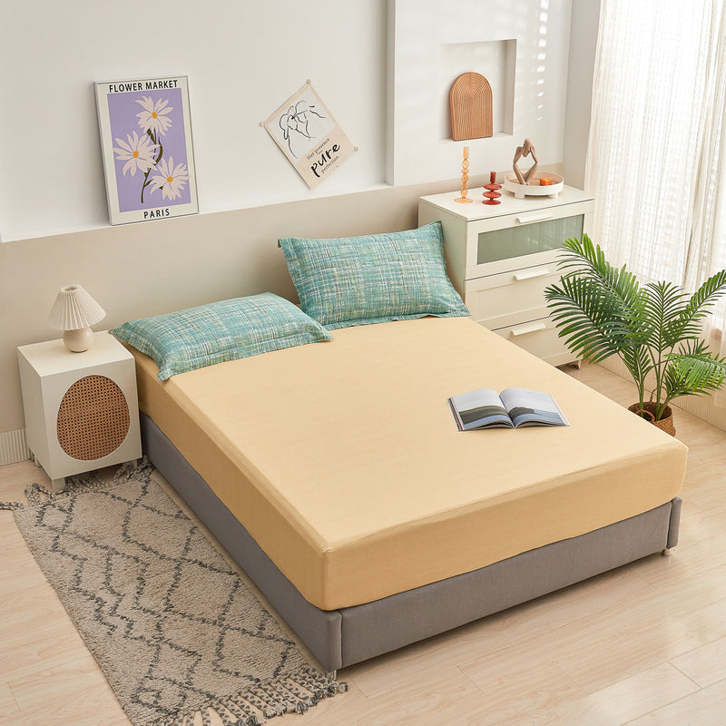 Rhina Pattern Cotton Fitted Sheet Duvet Cover Set