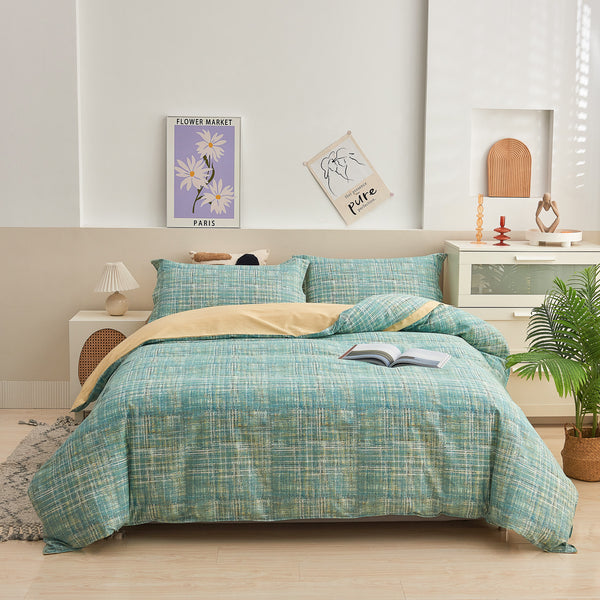 Rhina Pattern Cotton Fitted Sheet Duvet Cover Set