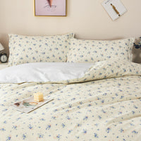Rue Floral Cotton Bedskirt Duvet Cover Set