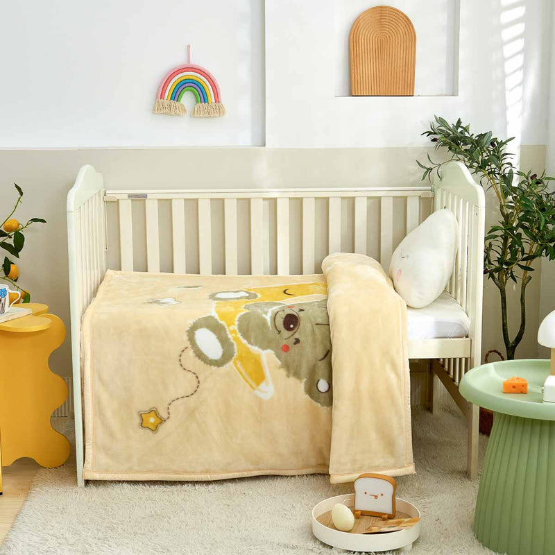 Smiley Teddy Cartoon Baby Cloudy Blanket