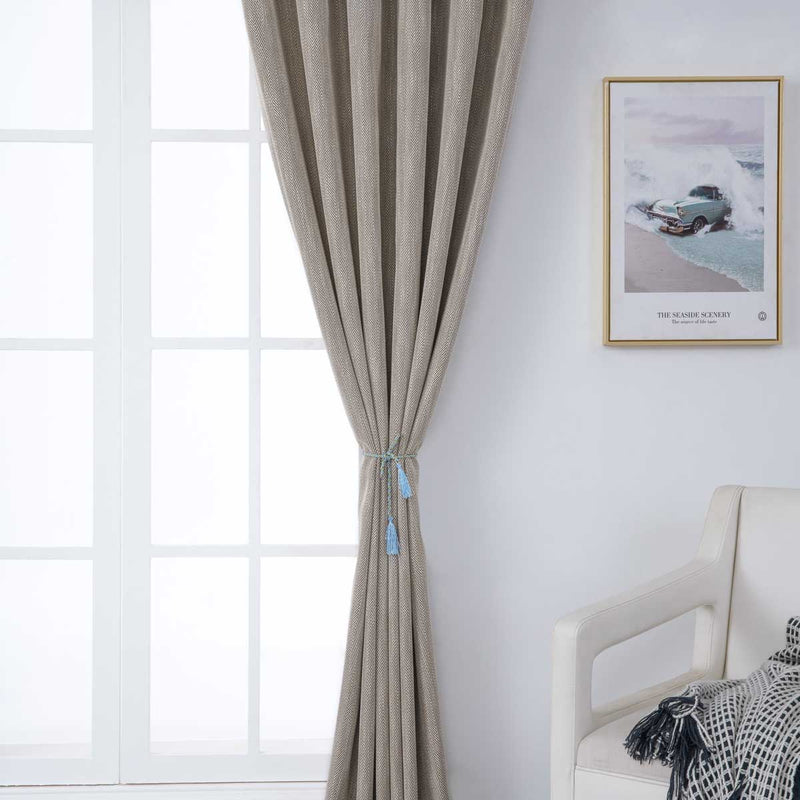 Simple Herringbone Solid Color Curtain