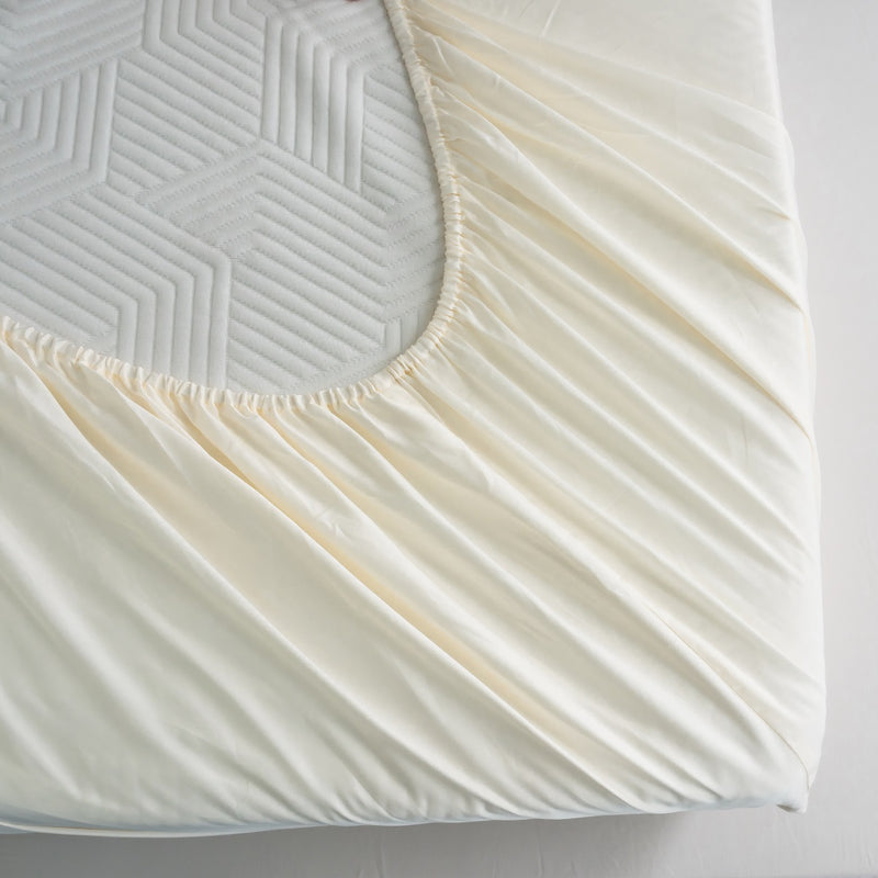 Snow White Solid Color Premium Cotton Fitted Sheet Set
