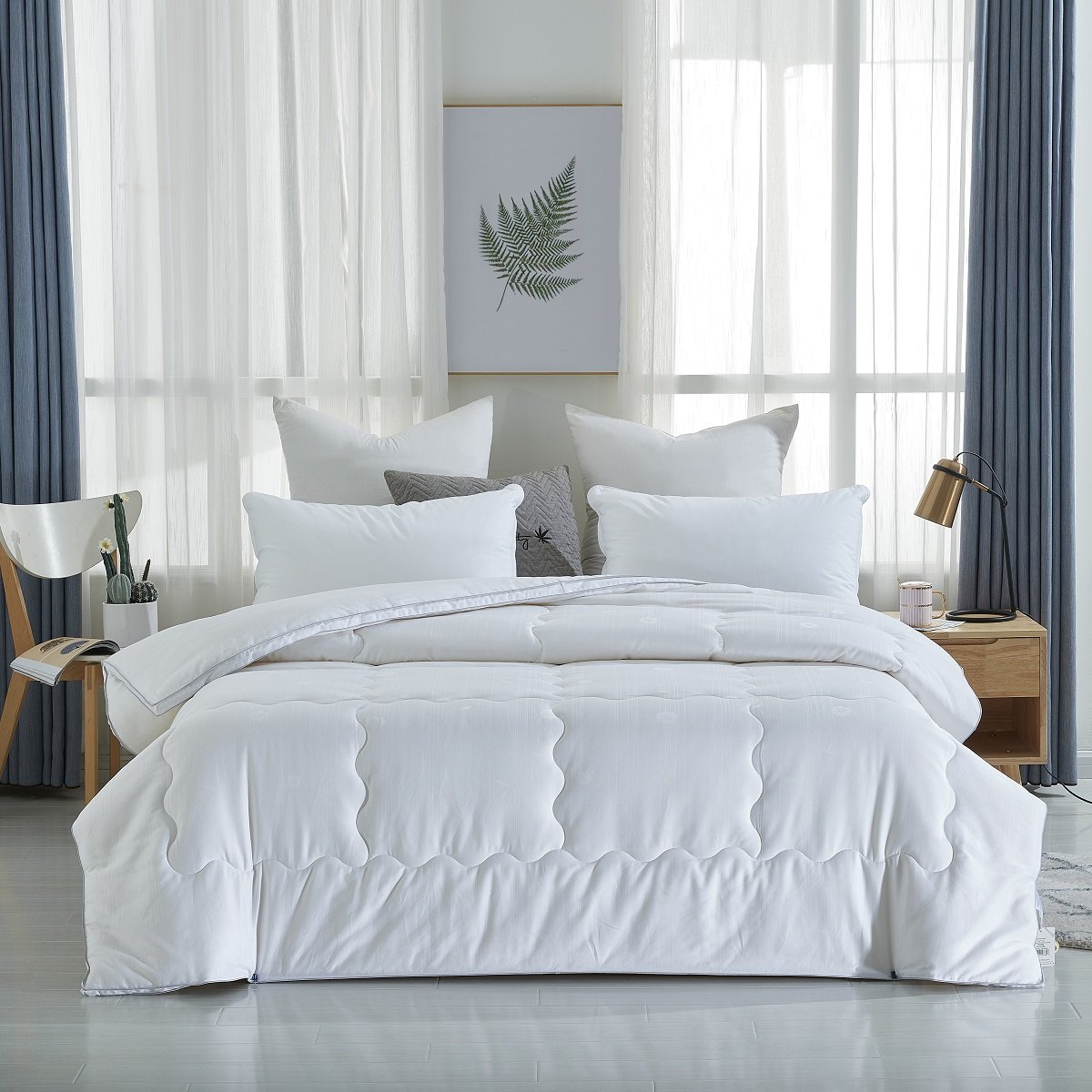 Solid White Soybean Fiber Winter Comforter