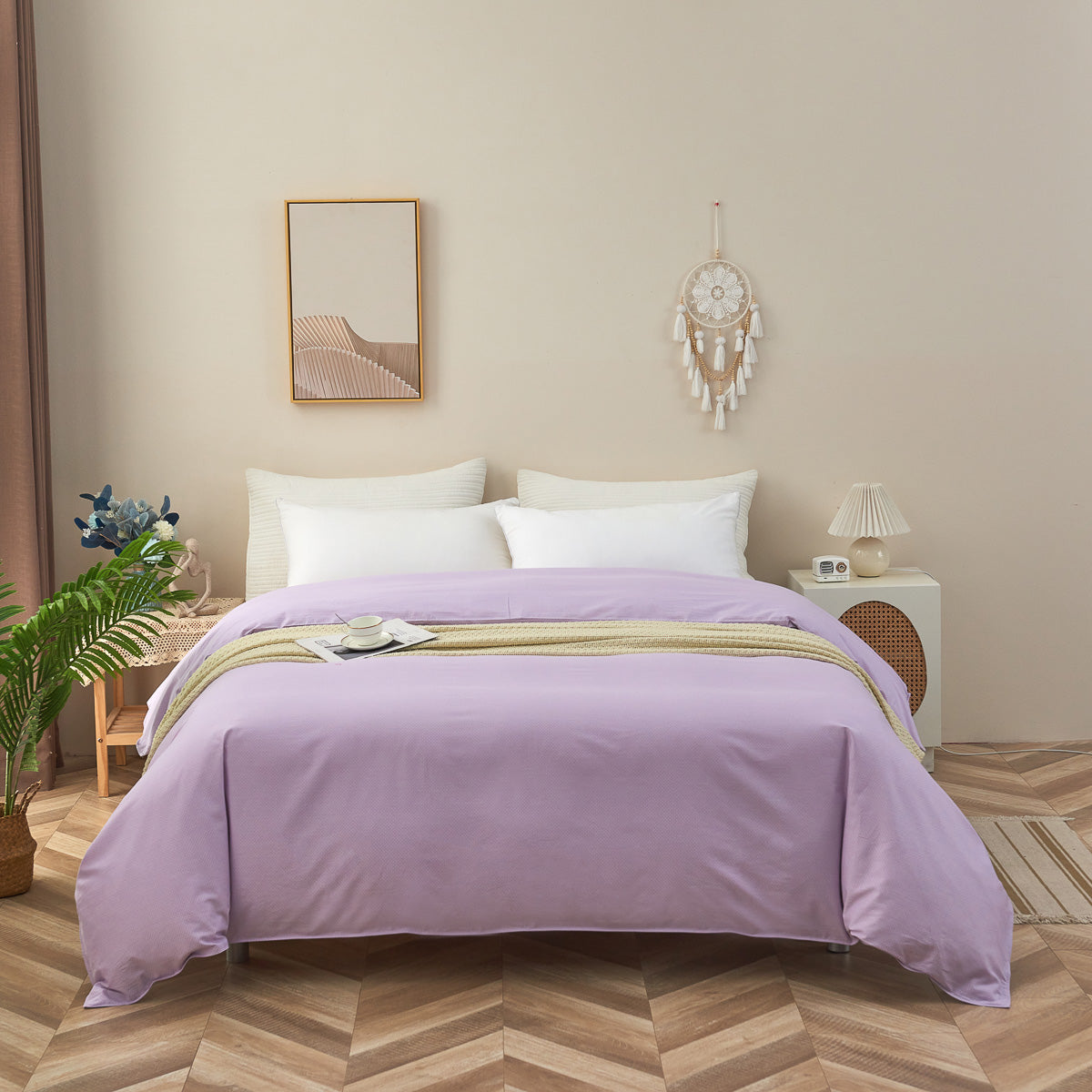Theta Lilac Purple Pattern Cotton Duvet Cover