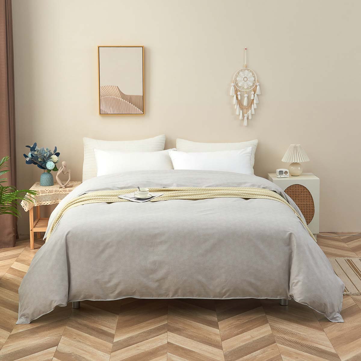 Upsilon Smoky Gray Pattern Cotton Duvet Cover
