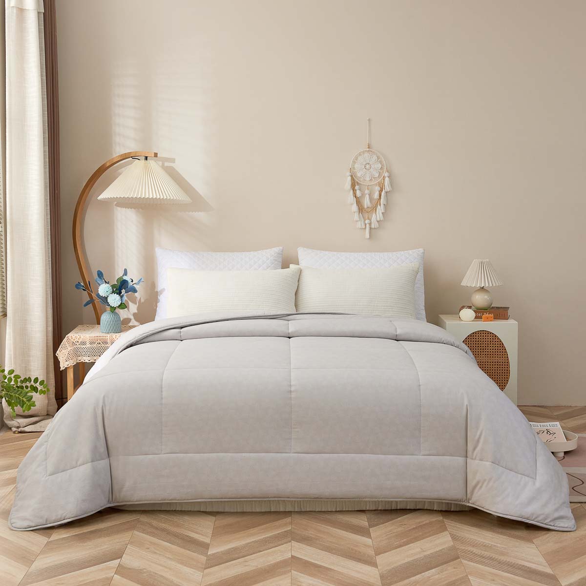 Crescent Bedding Twin Beige Fitted Sheet Only - Soft & Comfy 100% Cotton  (Twin, Beige)