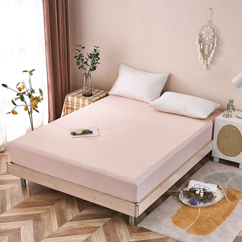 Zeta Cream Pink Cotton Fitted Sheet